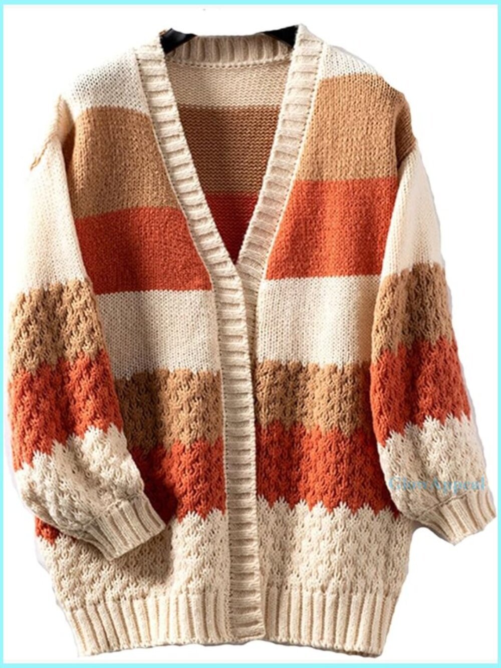 Chunky Cable Knit Oversized Cardigan, Long Sleeve, Polyester, Boho Style